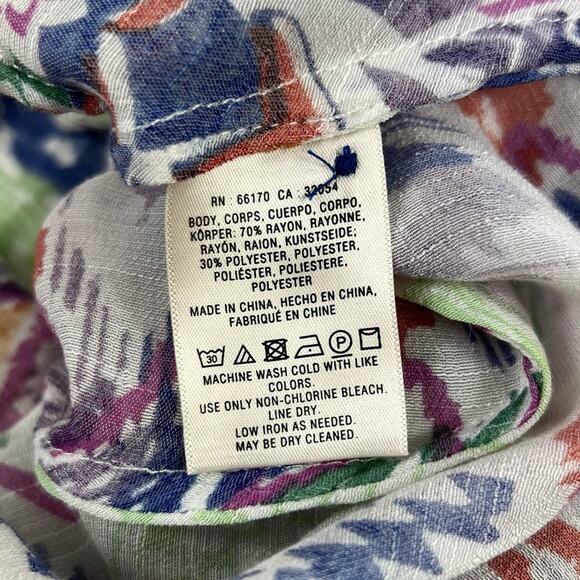 Maeve Brynna Ikat Boho Printed Dolman Sleeve Button Down Top - Picture 5 of 6